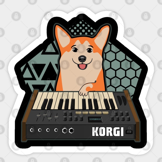 Funny Synthesizer Electronic Musician Corgi Dog Lover Sticker by Mewzeek_T